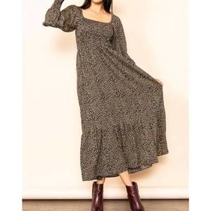 NEW ELLOH women's leopard maxi dress in brown